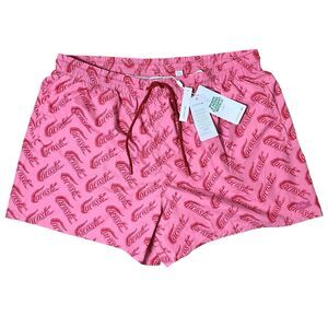 Lacoste Swim Trunks Mens XL Pink All over Print Logo Red Quick Dry Mesh MH5635